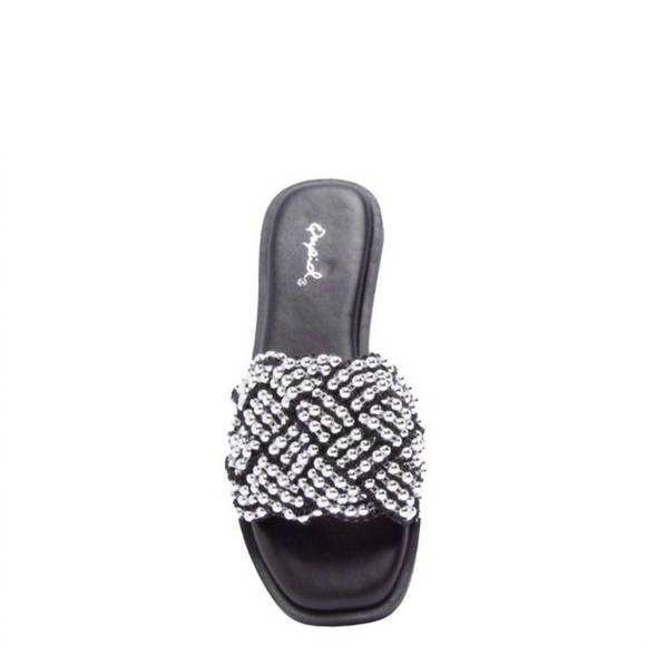 NEW QUPID women's beaded slides in black - Picture 1 of 5